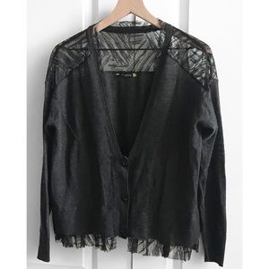 Leifdottir Anthropologie Black Lace Cardigan